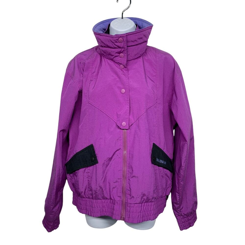 Helly Hansen Women's size M Purple Lifa Zip Up Jacket Nylon Snap Button - Picture 1 of 13